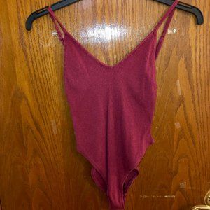 Urban Outfitters Burgundy Low Cut Bodysuit